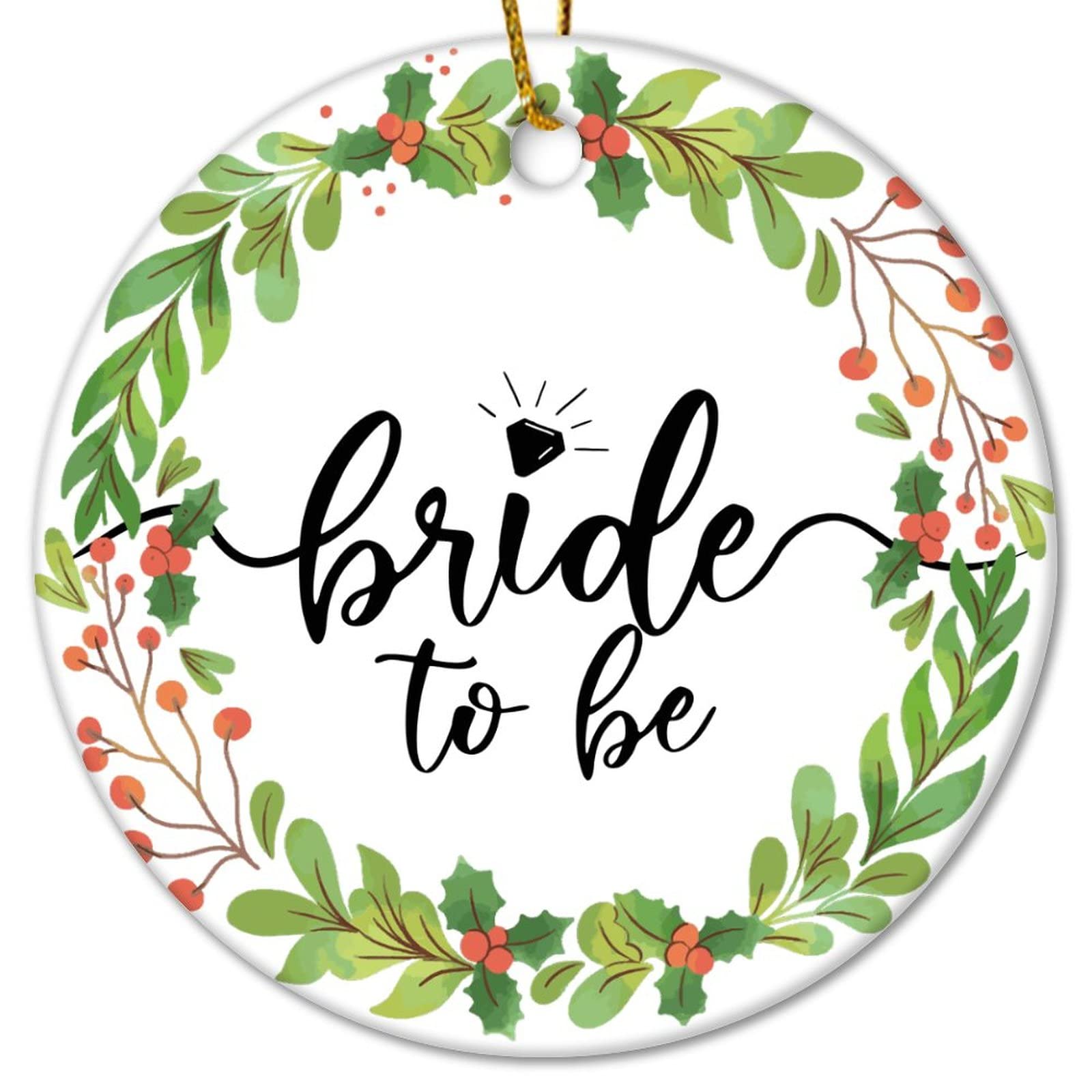 Corona de flores para novia, adorno de cerámica de Navidad, adornos de sublimación de Navidad de 3 pulgadas, corona de Navidad personalizada, adorno de recuerdo de Navidad vintage para decoraciones de