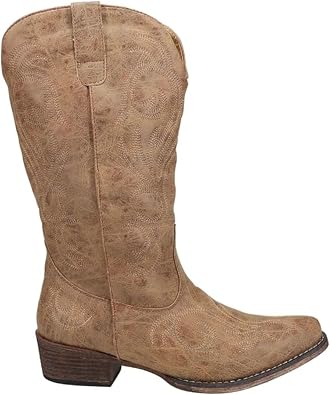 ROPER Womens Riley Embroidered Snip Toe Casual Boots Mid Calf Low Heel 1-2