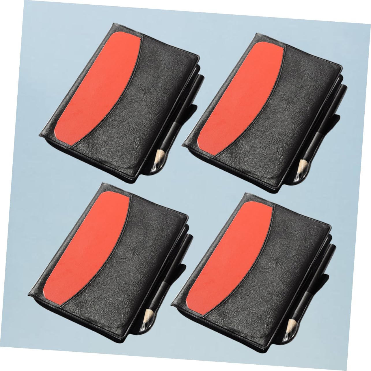 BCOATH 4 Set Soccer Referee Card Set with Wallet Red Yellow Warning Cards Pencil and Leather Cover for Game Scorekeeping for Referees Soccer Volleyball Basketball