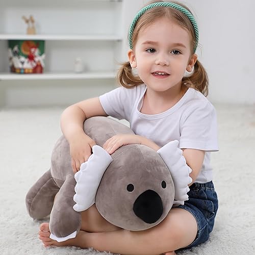 Miniatura 10 de OurHonor Animales de peluche con peso, 4.2 libras de felpa de ciervo ponderado, almohada de ciervo gigante de 24 pulgadas, regalo de juguete de
