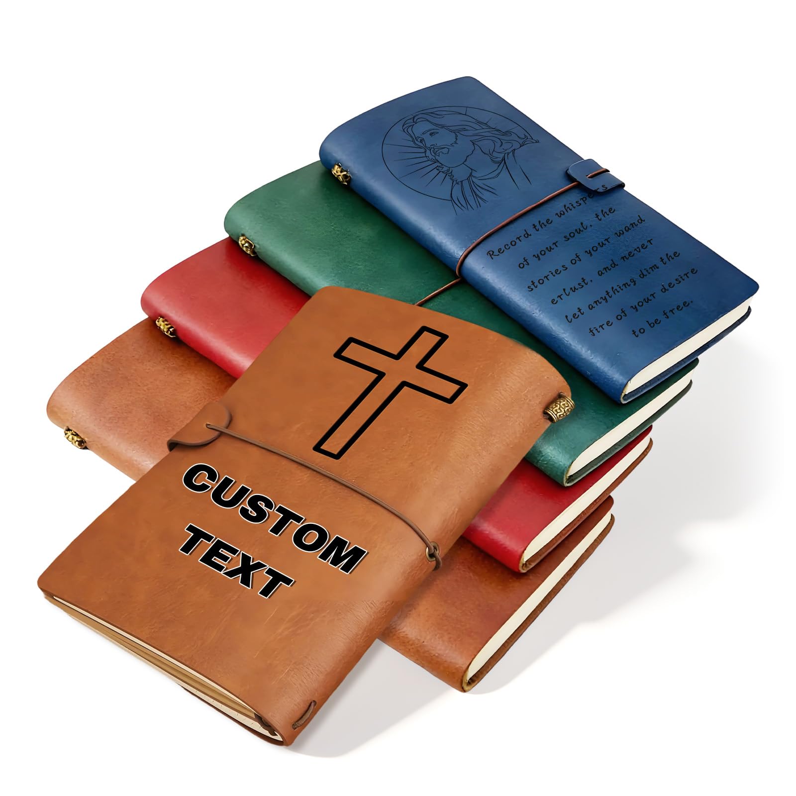 QSZ Personalized Leather Journal Custom Traveler's Notebook Engravable Text Vintage Diary/Sketchbook Gift Suitable for Women Men Travelers Graduates (Personalized Journal - 2) — image 1