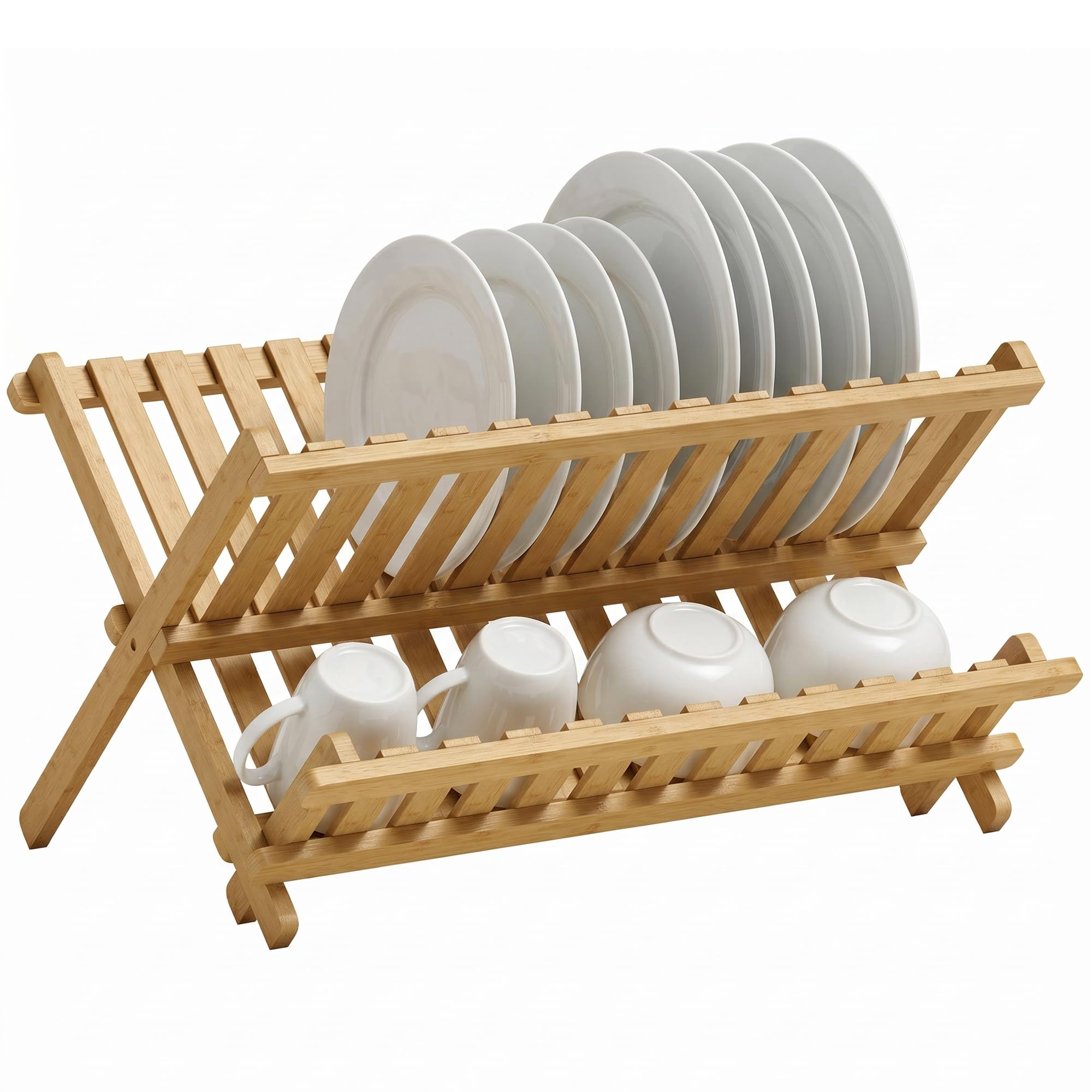 Homcom 2-Tier Kitchen Storage Unit With Slatted Draining Shelves, Natural - 30.5