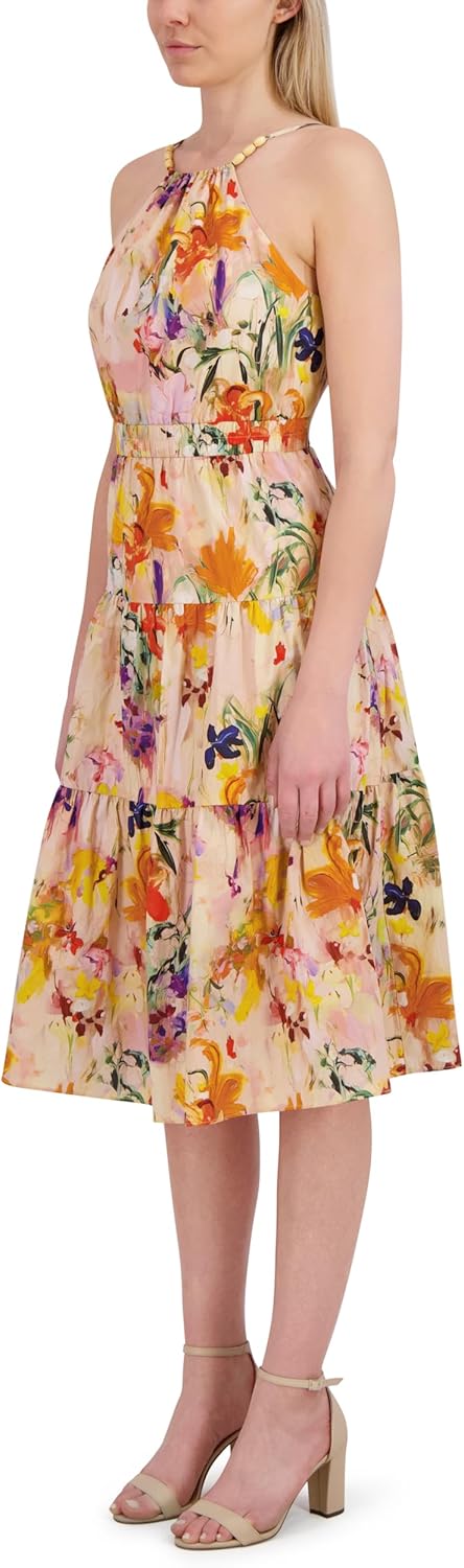 Laundry by Shelli Segal Women's Casual Sleeveless Halter Neck Elegant Midi Dress - Image 2