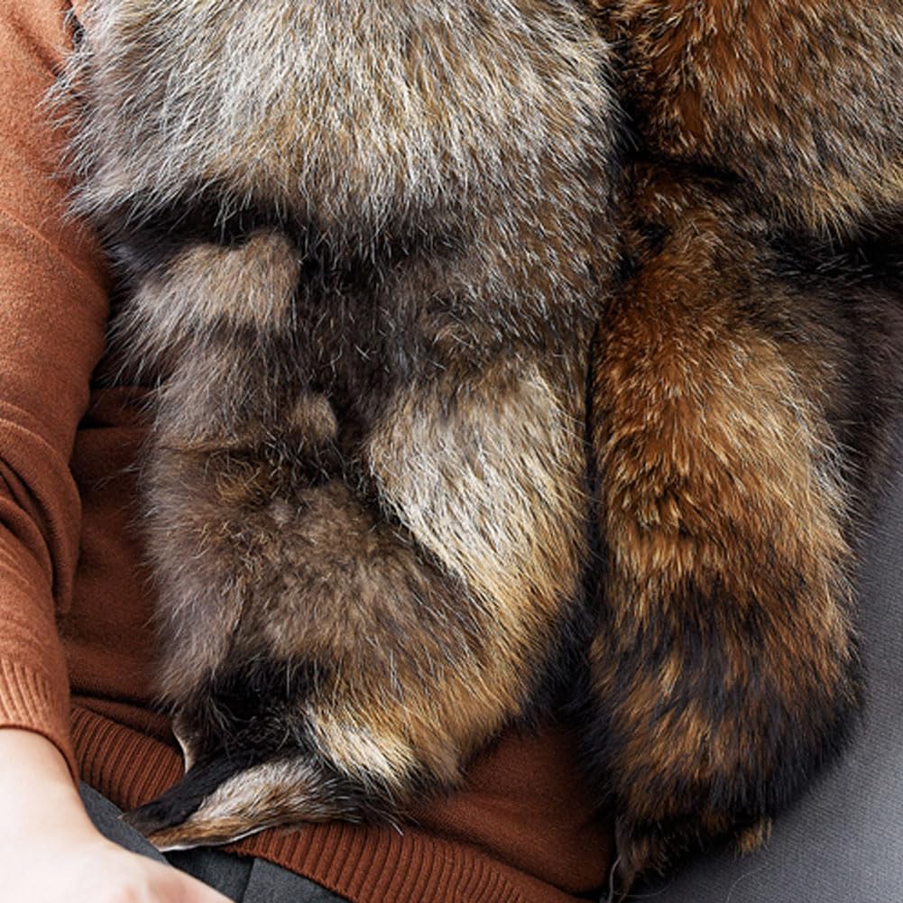 Denny&Dora Real Raccoon Fur Scarf Winter Neck Warmer for Men (brown)
