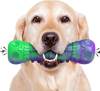 HETOO Hundespielzeug, Unzerstörbar Spielzeug für Große Hunde Kauspielzeug für Aggressives Kauen Robuster Langlebig Naturkautschuk Kauspielzeug für Mittelgroße Große Hunde (Lila Grün)