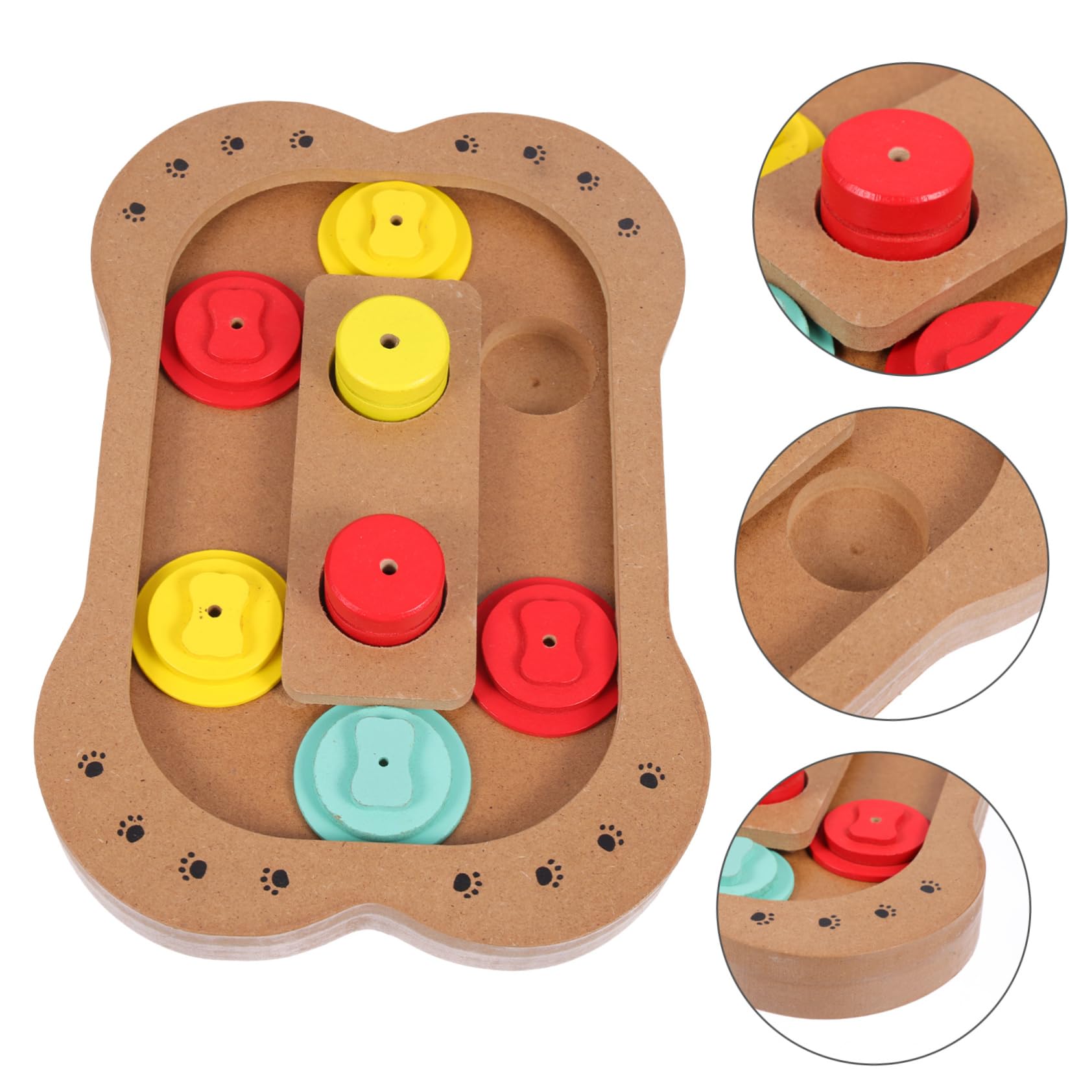 ibasenice Holzknochen Spielzeug für Hunde Langsamfutterung Intelligenztraining in Braun