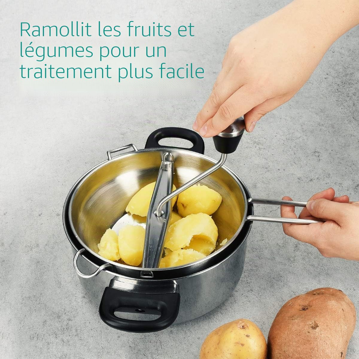 Navaris Presse-Légumes Manuel Moulin à Légumes Ø 19 cm Inox - Passe-vite avec 3 Grilles