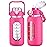 kytffu 42oz Glass Water Bottles with Straw, Motivational Glass Bottle with Silicone Sleeve and Time Marker, Leakproof Large Glass Water Jug for Gym Home Office,Rose red