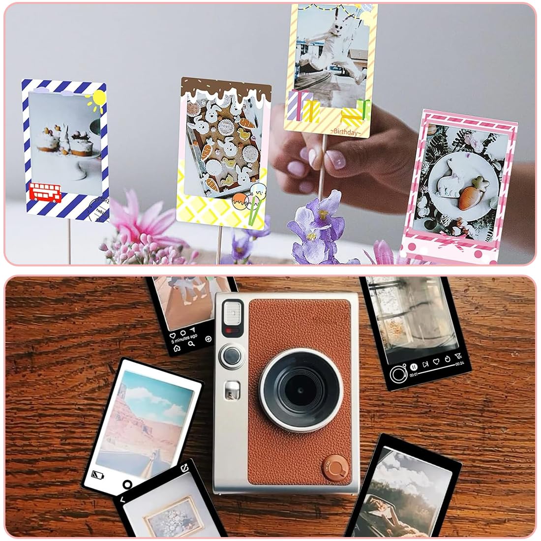 30 Pièces Autocollants Bordure et Cadres Colorés pour Fujifilm Instax Mini
