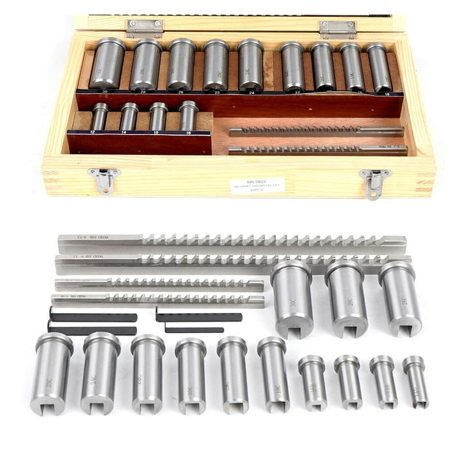 22PCS High Speed Steel Keyway Broach Sets Metric Size Push-Type CNC Cutting Machine Metalworking Tool for Lathe Heat Resistance