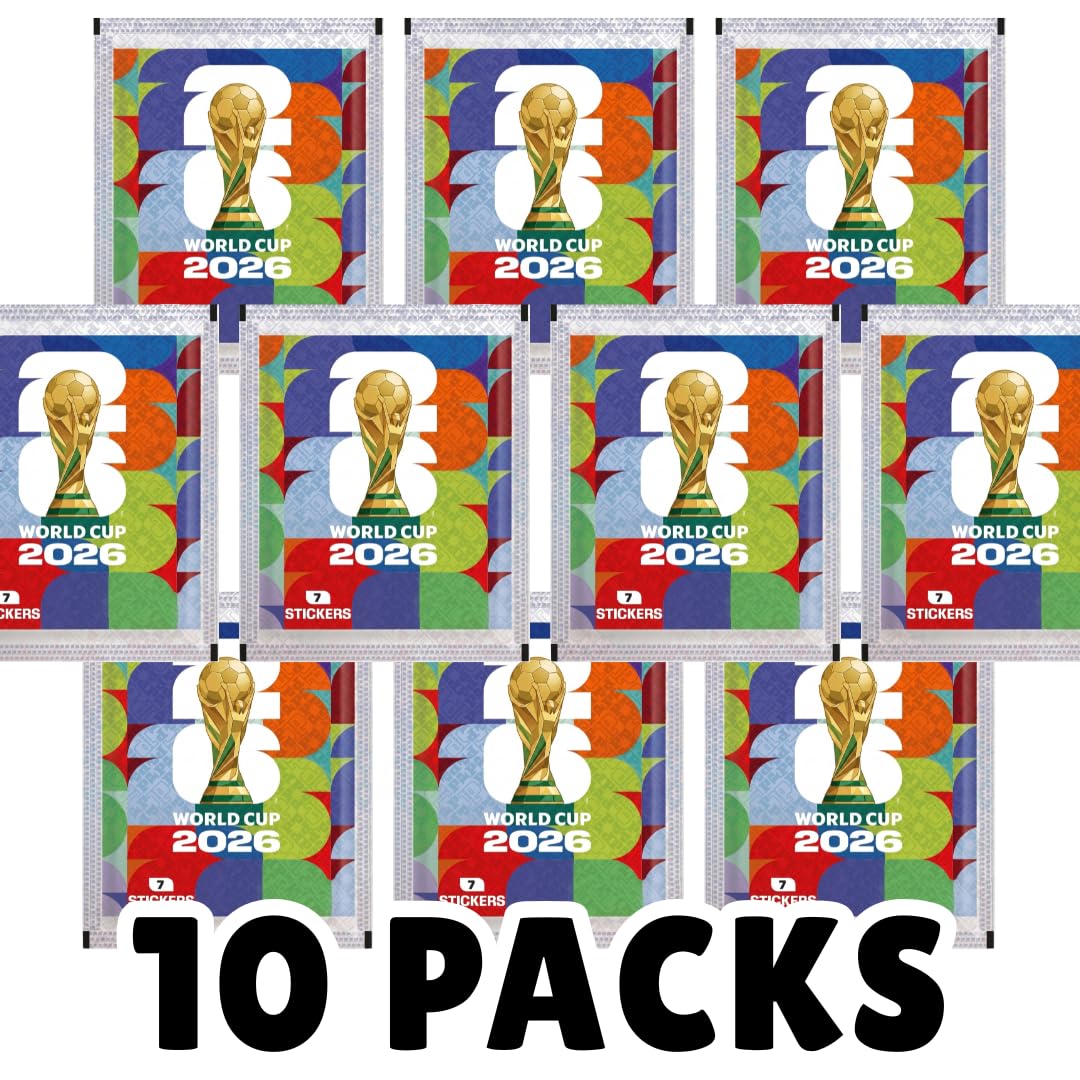 World Cup 2026 Sticker Bundle Set – 10 Stickertüten mit 70 Zufälligen Stickern & 100 Heartglobal Kartenhüllen für Fußballfans +Heartglobal Versandschutz (Own Brand Bundle)