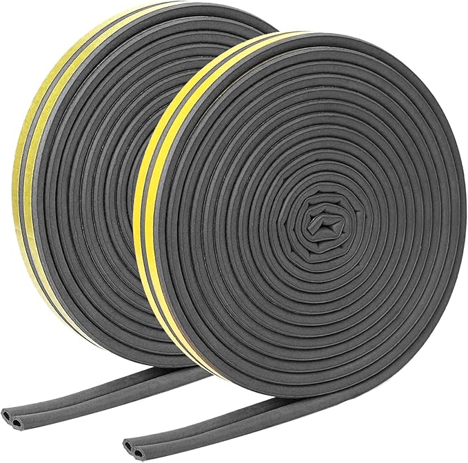 Black Weather Strip Tape 12 Meters Self Adhesive Door Seal Strip Rubber
