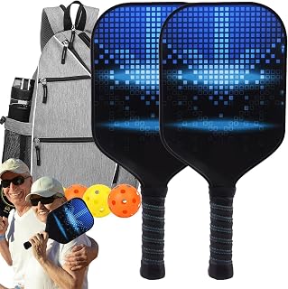 Pickleball - pás fibra vidro para Pickleball,Raquete bola pickle leve e portátil com bolas, equipamento pickleball fibra vidro para ambientes Pologmase