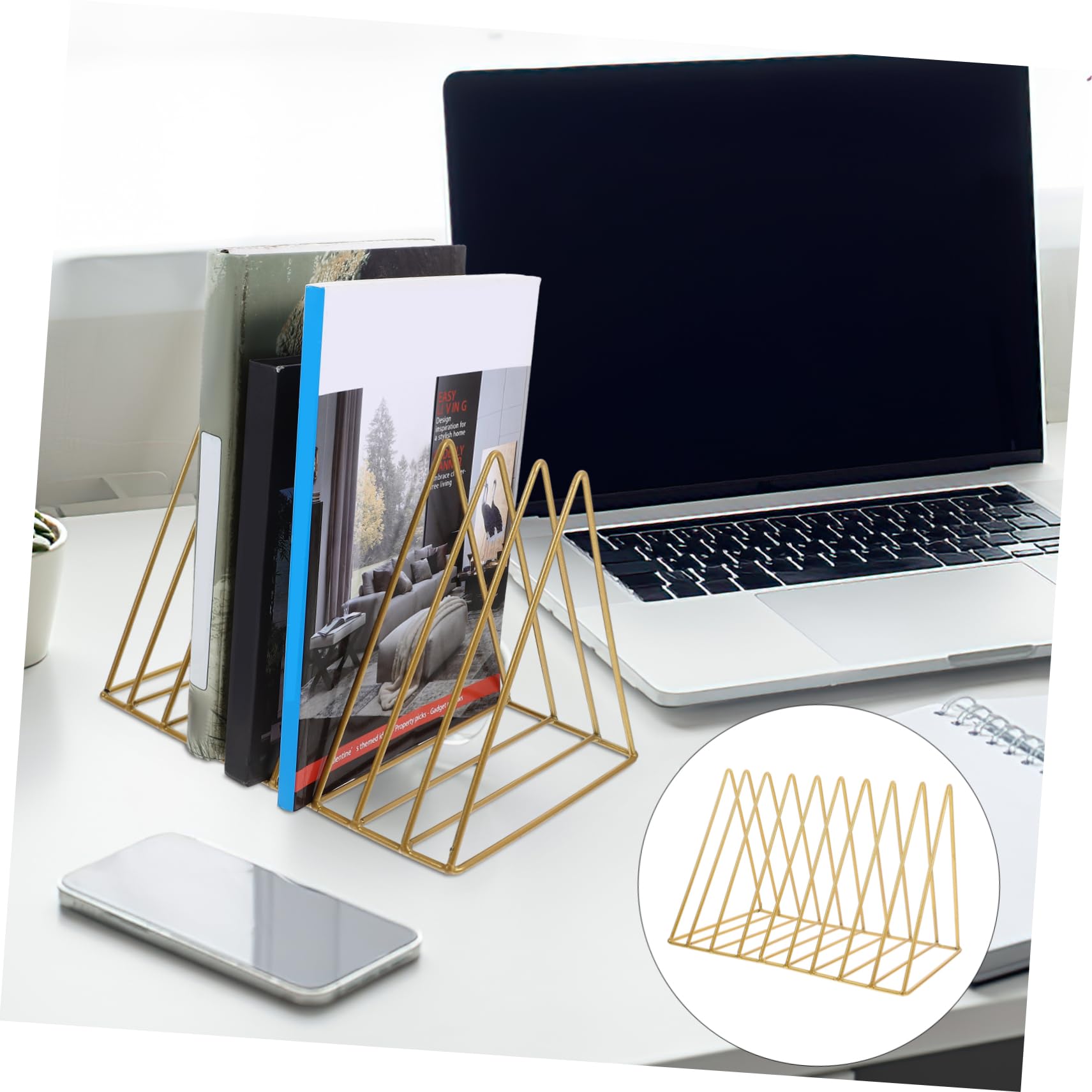 Porta Libri da Scrivania in Metallo Organizer per Documenti e Libri Pesanti Supporto in Vinile Salvaspazio Fermalibri Decorativi per Soggiorno Studio Ufficio