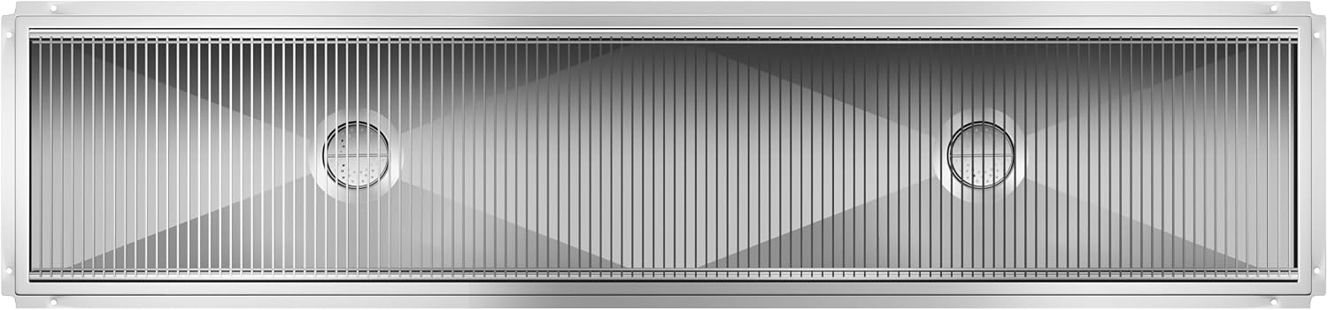 24" x 108" Stainless Steel Floor Trough Drain, 14-Gauge with Subway-Style Grating & Removable Drain Basket, NSF Listed (KM-FTG-24108)