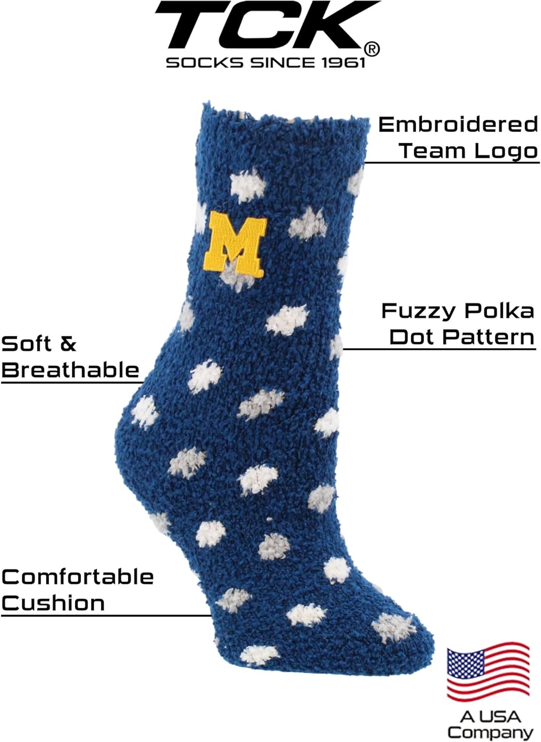 TCK NCAA College Fuzzy Socks For Women & Men, Warm and Cozy Socks Womens Licensed University Sock - Image 3