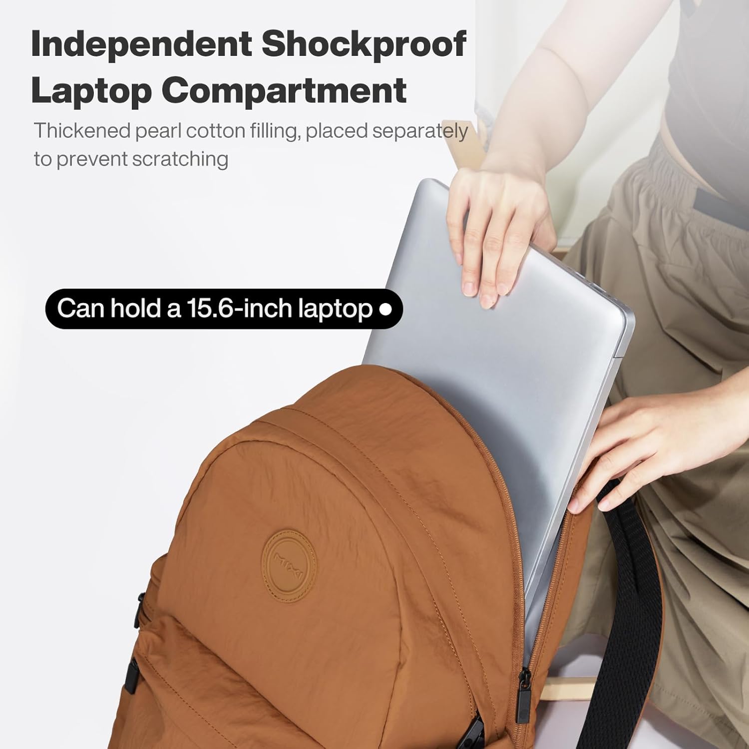 mixi Outdoor Lightweight Backpack Casual Carry On Laptop Backpack Travel Bookbag for Women Men, Water Resistant Durable Hiking Bag for Camping Weekender Sports College Work, 17 Inch, Brown - Image 5