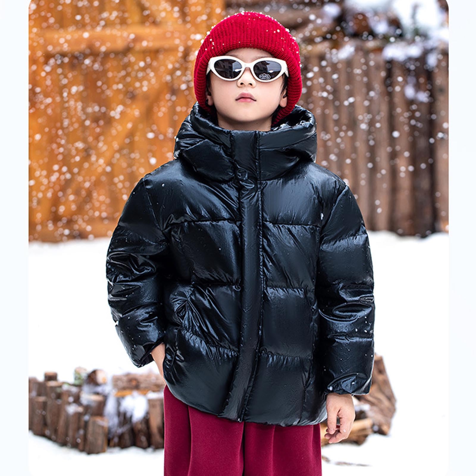 Chaqueta acolchada con capucha y cuello alto para niños y niñas, abrigo acolchado con bolsillo con cremallera, resistente al viento, grueso, cálido, para la escuela, al aire libre, casual, para