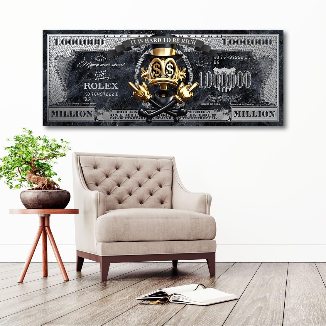 Kunstgestalten24 Leinwandbild Dagobert Duck Totenkopf Pop Art Comic Dollar Bilder