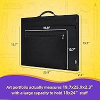 Vista 2 de JJRING 18x24 Art Portfolio Tote Bag - Large Carrying Storage Case with Handle & Adjustable Shoulder Strap, Portfolio Folder for Artwork, Posters