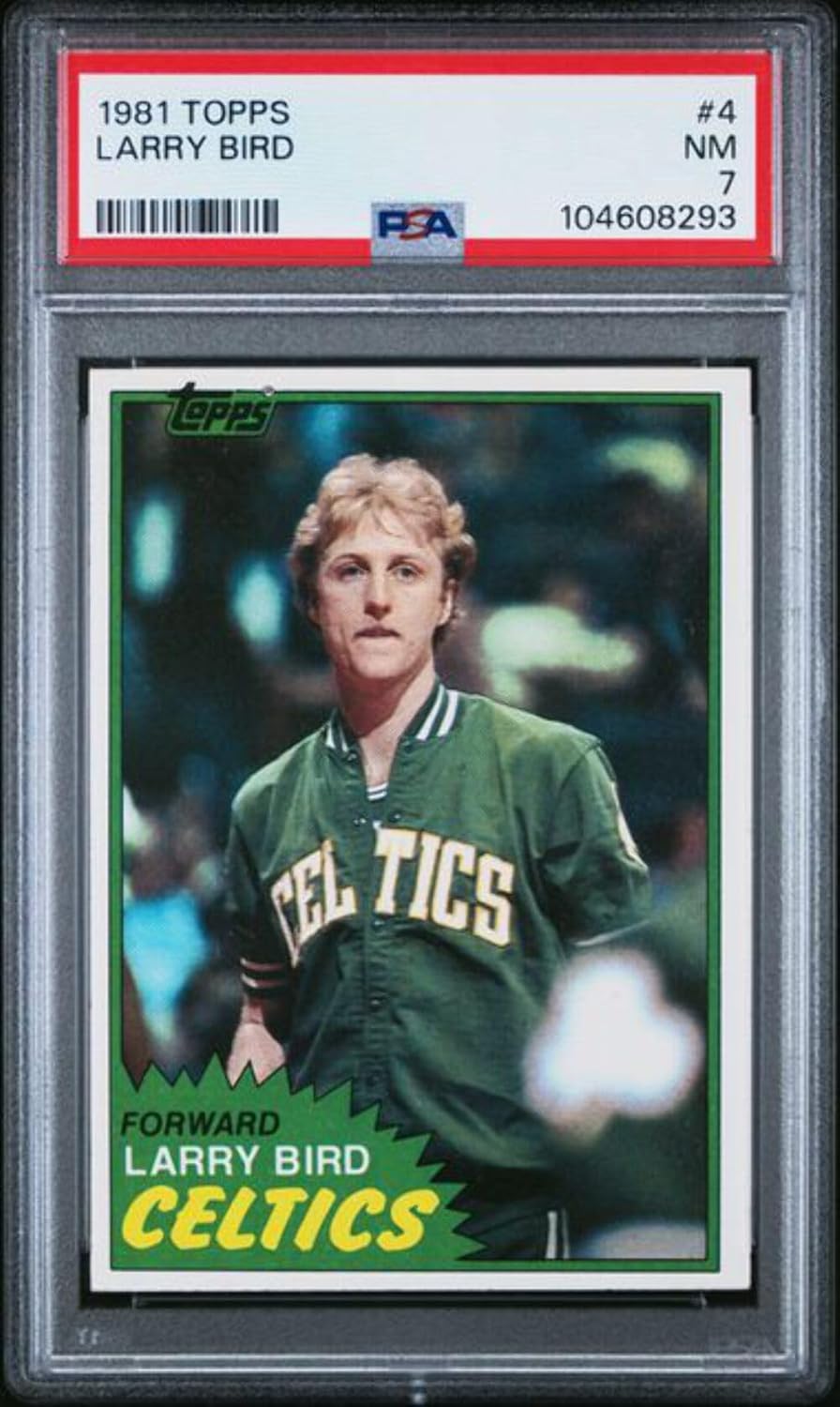 Graded 1981 Topps Larry Bird #4 2nd Year Basketball Card PSA 7 NM
