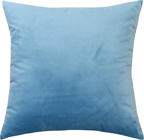 Miniatura 6 de TangDepot Juego de 2 fundas de almohada de terciopelo súper suaves, fundas de almohada europeas (24 x 24 pulgadas, 2 piezas, A02 azul)