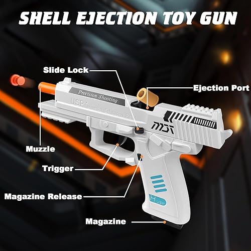 Miniatura 3 de Pistola de juguete con recarga automática de rebote de expulsión y blaster de espuma suave, ideal para juegos de disparos, juguetes de modelo