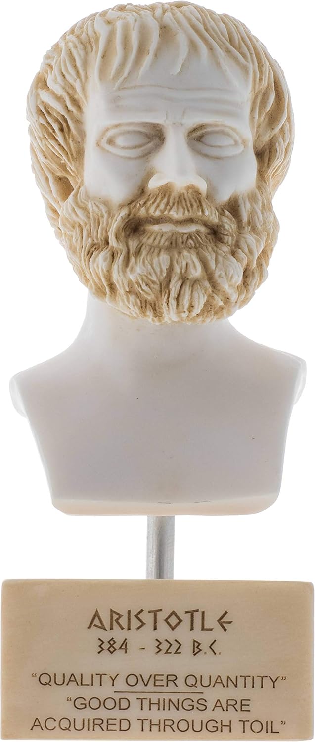 Aristotle Greek Philosopher in Ancient Greece Alabaster Statue Bust Marble Base