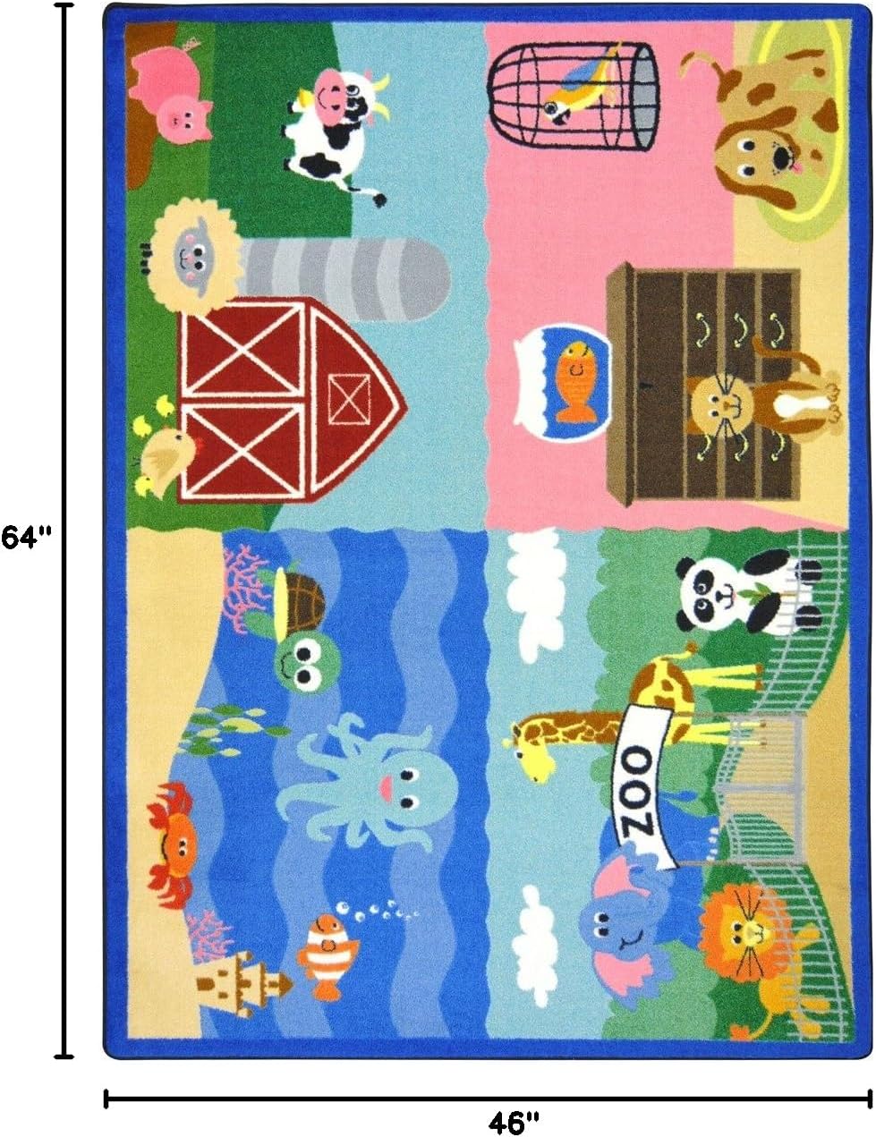 Joy Carpets Animals All Around Rug, Multi, 3'10" x 5'4"