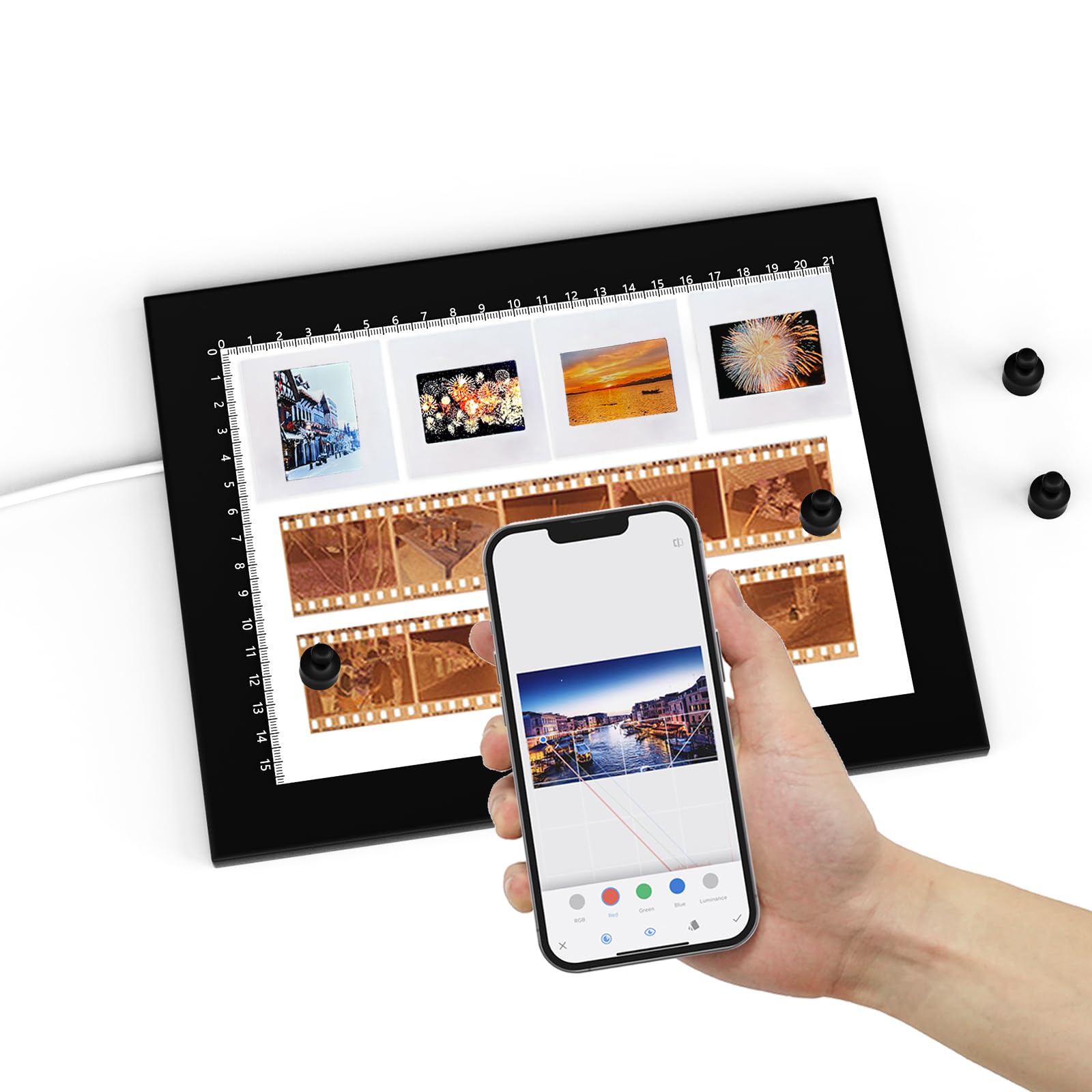 Magnetic Slide Viewer 8”x6” Light 5600K Ultra-Thin 10 Levels Adjustable Brightness Backlight for Slides and 35mm Film Negative Scanning