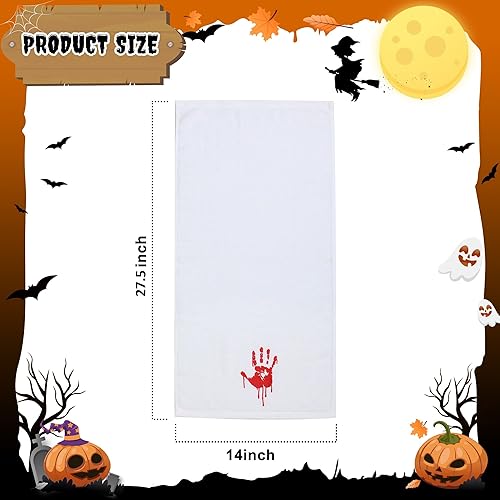 Miniatura 3 de Maracco Juego de 2 toallas de mano de Halloween, 100 % algodón, bordadas con manos sangrientas aterradoras, para baño, cocina, platos, regalo, 14 x