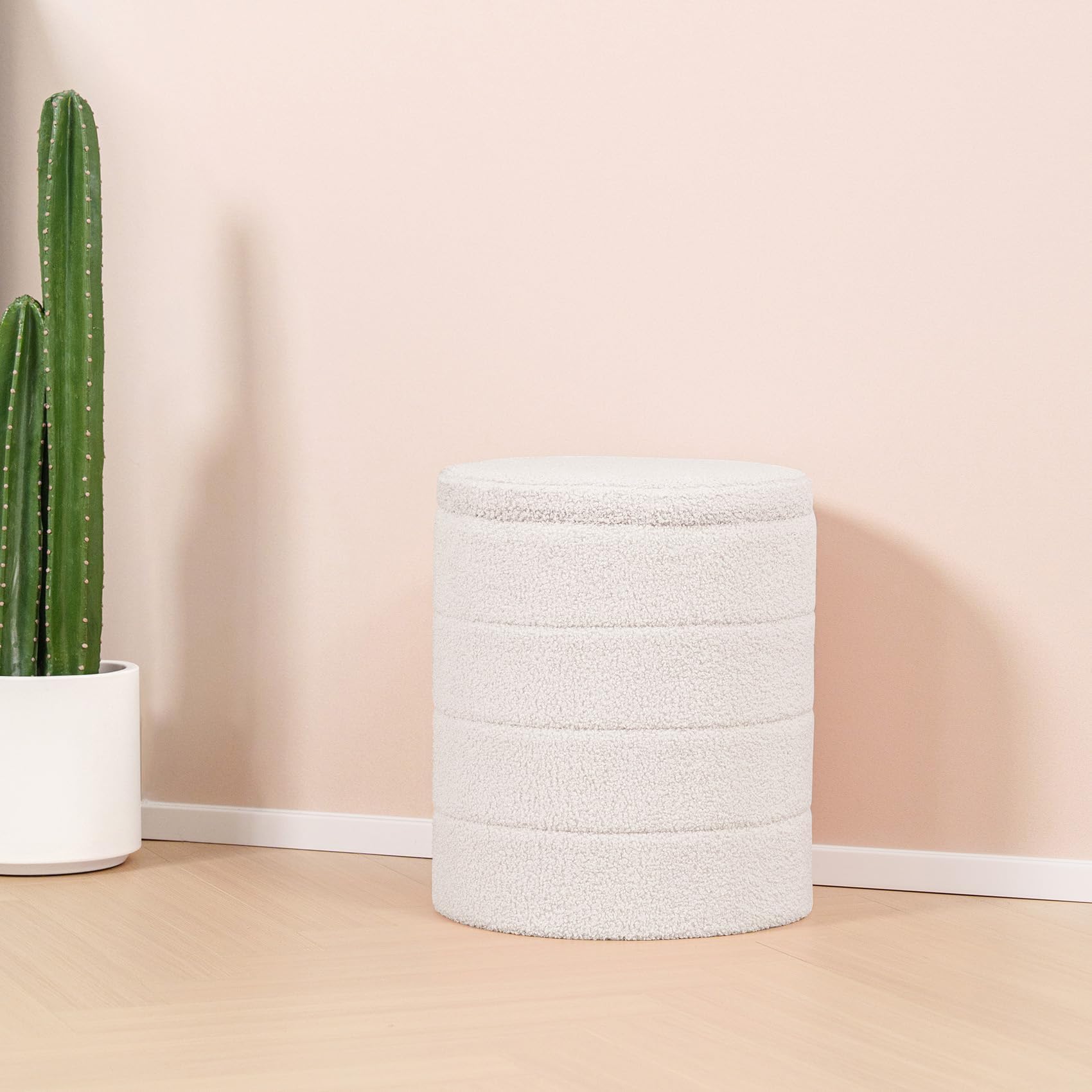 Bonlife Pouf Contenitore, Portaoggetti Piccolo Baule, Poggiapiedi Pieghevole Cubo, Cassapanca, per Ingresso, Soggiorno e Camera da Letto, Bianco, 37x37x45 cm