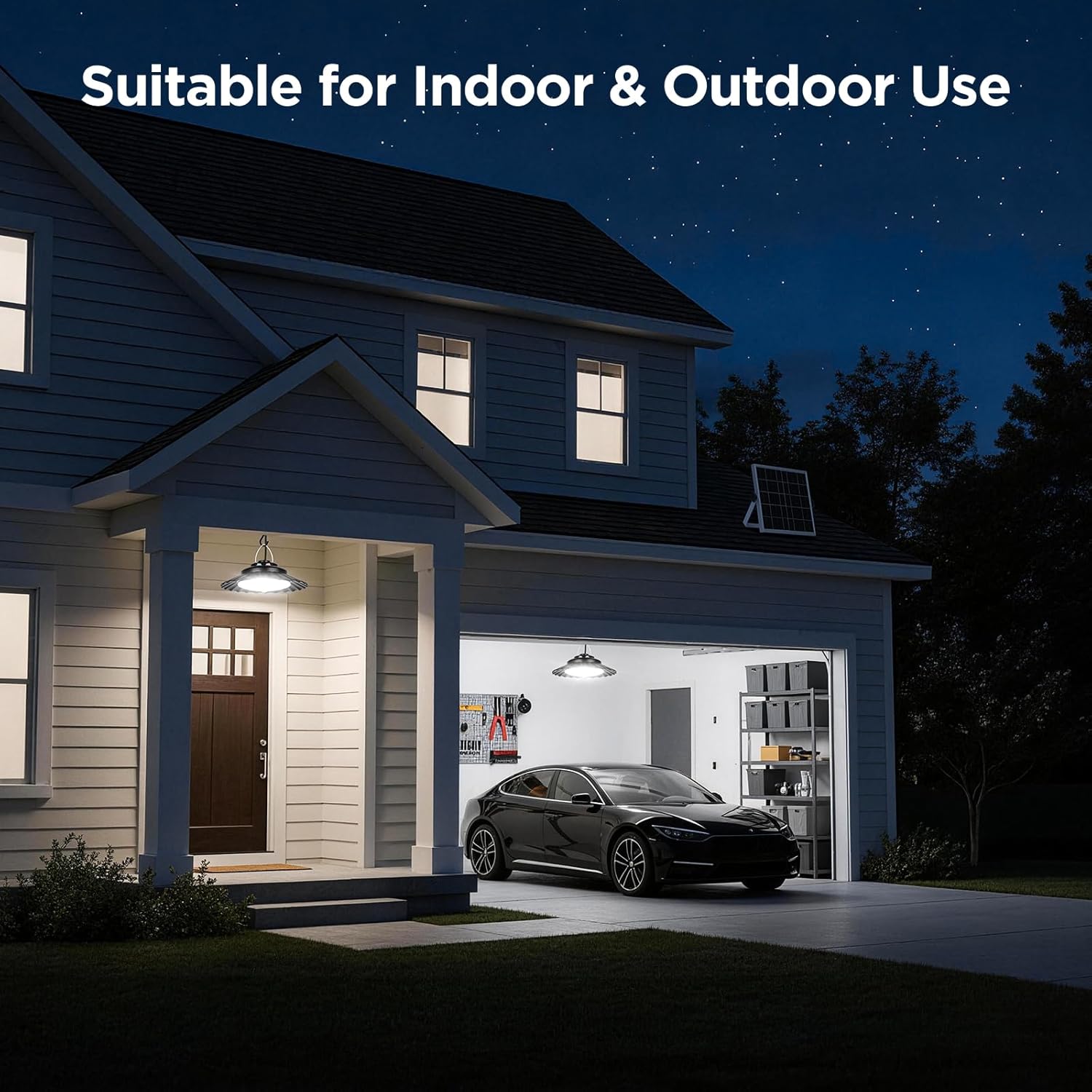 ropelux Solar Shed Light Indoor Outdoor, 2000LM Motion Sensor Solar Pendant Light with 5 Modes (Daytime Available) & Remote, Waterproof Dusk to Dawn Solar Lights for Gazebo, Shop, Chicken Coop, 1Pcs