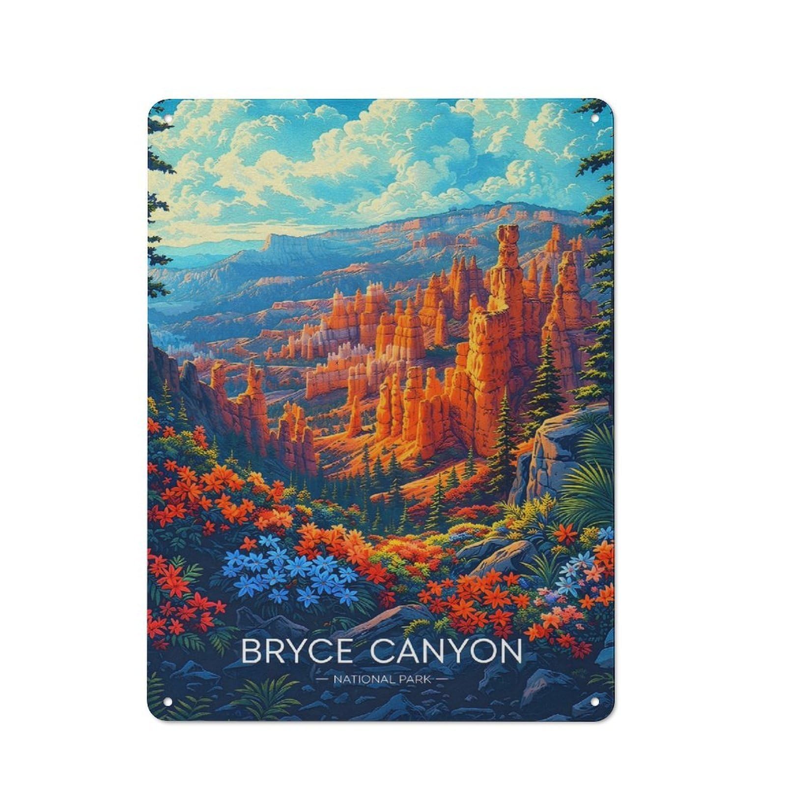Junmoney Style-2 Bryce Canyon National Park Landscape Shop Front Style Metal Wall Decor 40X30cm, Bistro Metal Sign For Takeaway, Bar, Kitchen Or Counter Area