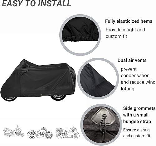 Miniatura 3 de Funda de motocicleta de lujo, impermeable, protección para todo tipo de clima, protección universal para motocicleta, poliéster a prueba de