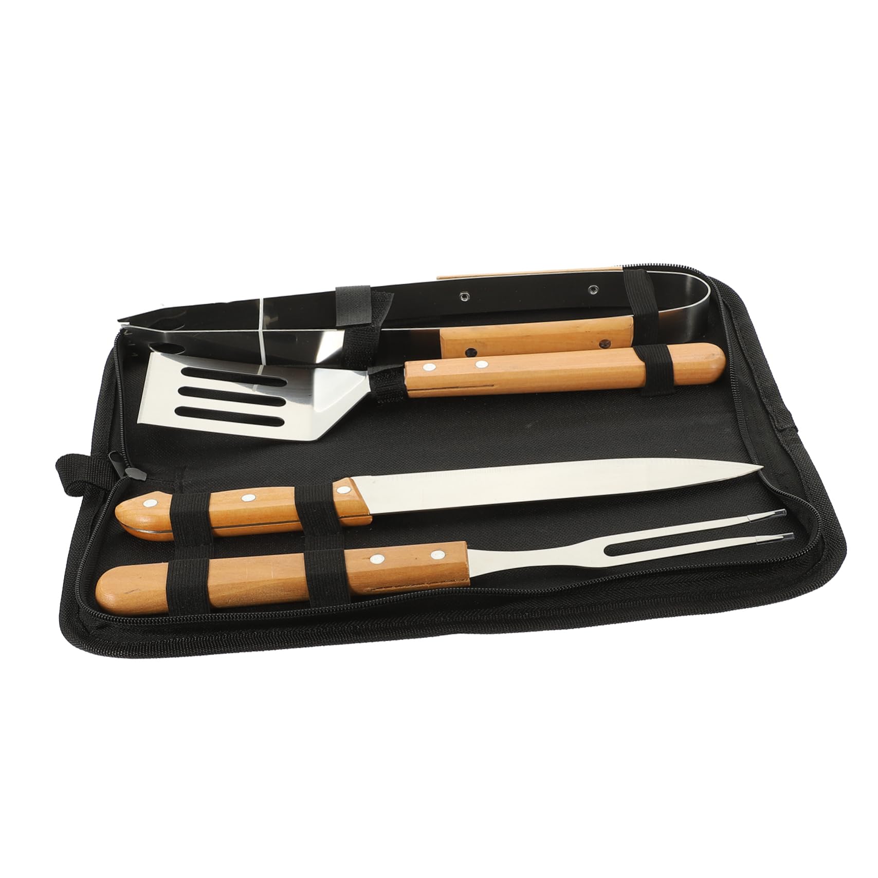 Set Barbecue Portatile in Acciaio Inox 4 Pezzi per Grigliata