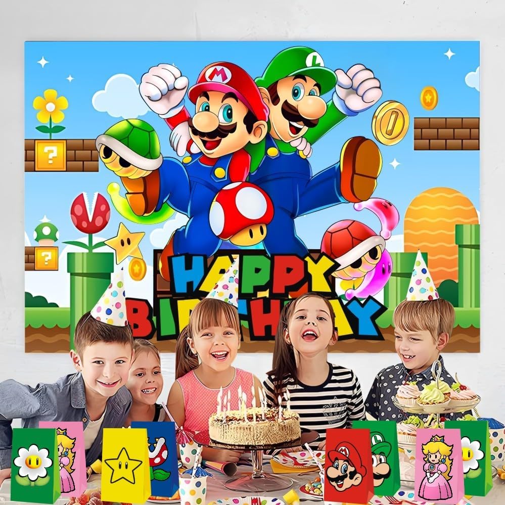 VAESCOL 12Pcs Mario Party Gift Bags Goodie Bags for Mario Birthday Decorations Party Supplies image 4