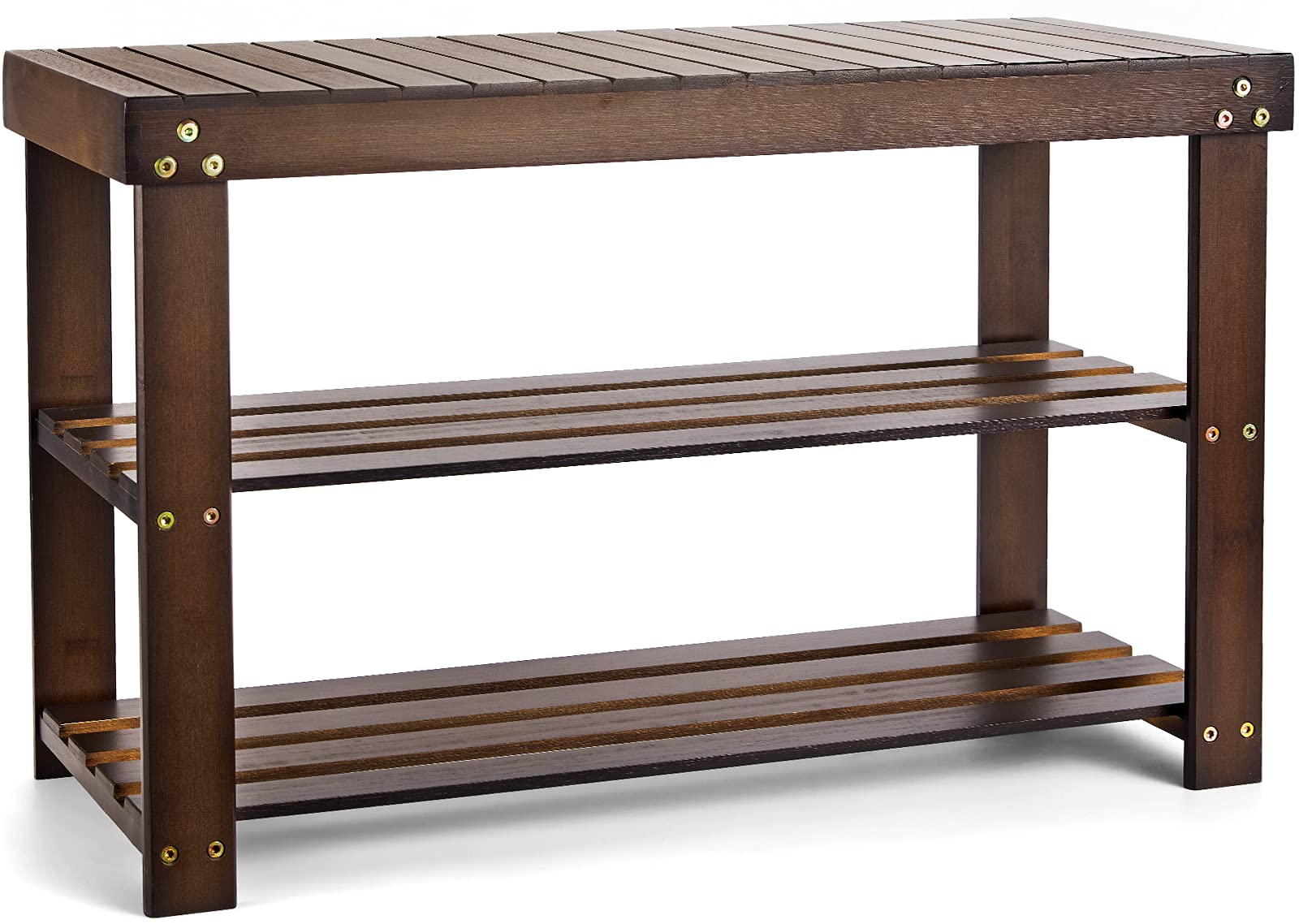 Bamboo Shoe Rack Bench, 3Tier Sturdy Shoe Organizer, Storage Shoe