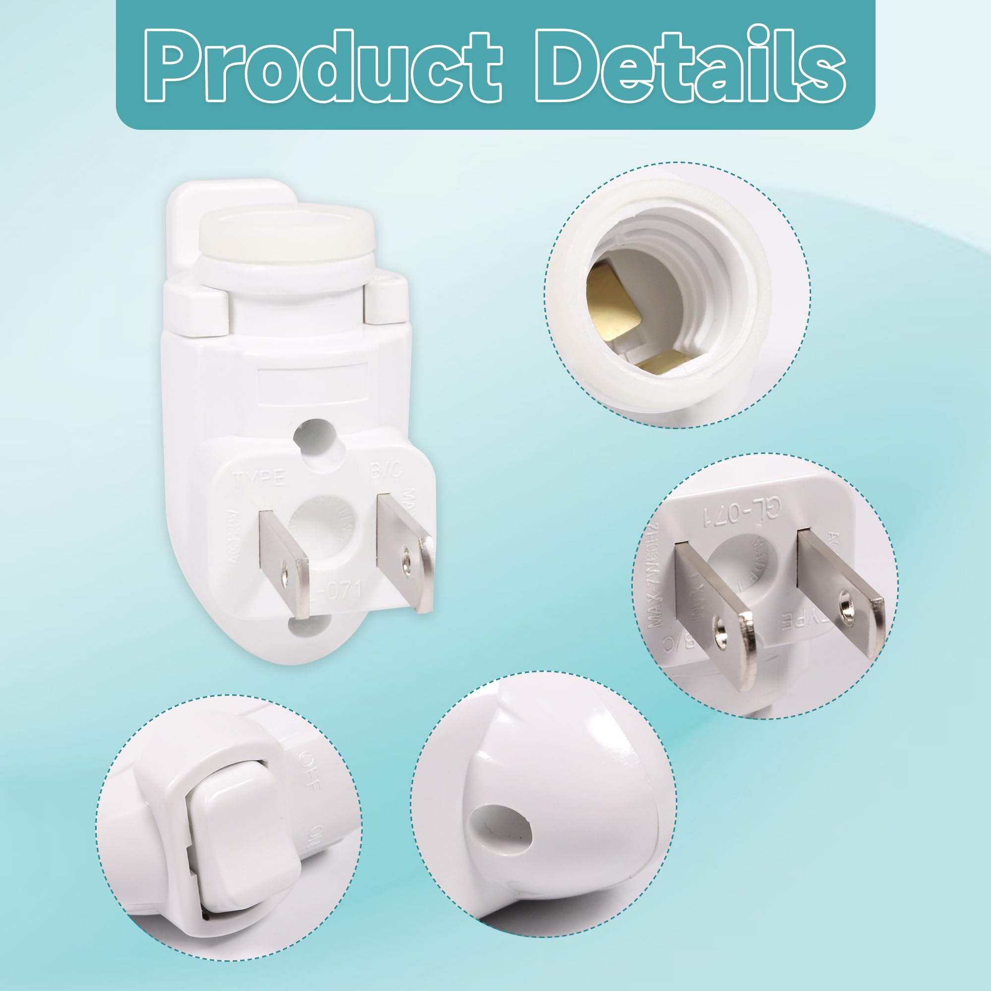 Deridi Plug in Night Light Module Base Socket with ON/Off Switch