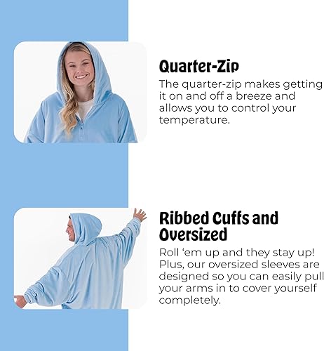 Miniatura 245 de THE COMFY Original - Manta de forro polar de microfibra con forro sherpa, diseño de gran tamaño con capucha y bolsillo de Shark Tank Aqua