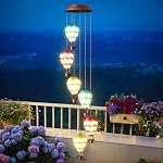 Solar Wind Chimes for Outside - Hot Air Balloon Solar Lights Outdoor Decor Gifts for Women Mom Grandma Birthday