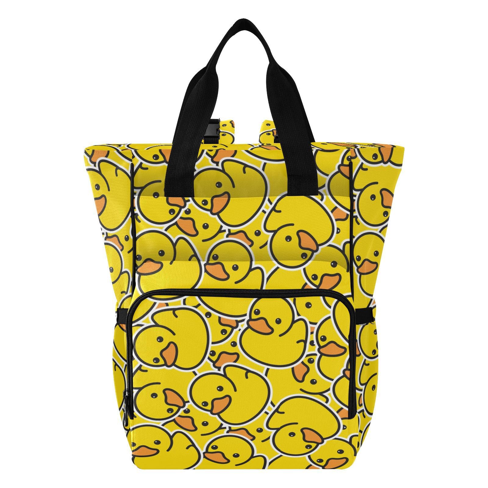 Rubber Duck Diaper Bag Backpack Multi-Function Diaper Bags Tote Large Capacity Travel Backpack Baby Bag for Mom Dad Girls Nursing Boys Baby Essentials With Stroller Straps