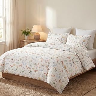 AShanlan Ropa de cama de 135 x 200 cm, diseño de flores y mariposas, funda nórdica y funda de almohada de 80 x 80 cm, microfibra Öko-Tex Botánica, con cremallera, para cama individual