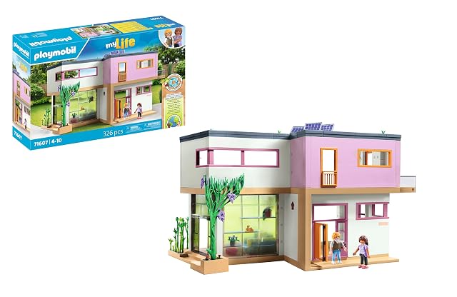 PLAYMOBIL myLife 71607 Casa con jardín, con Dos Figuras y una Hoja de Pegatinas, Hecha de más del 80% de Materiales reciclados y de Base biológica, Juguetes para niños y niñas a Partir de 4 años