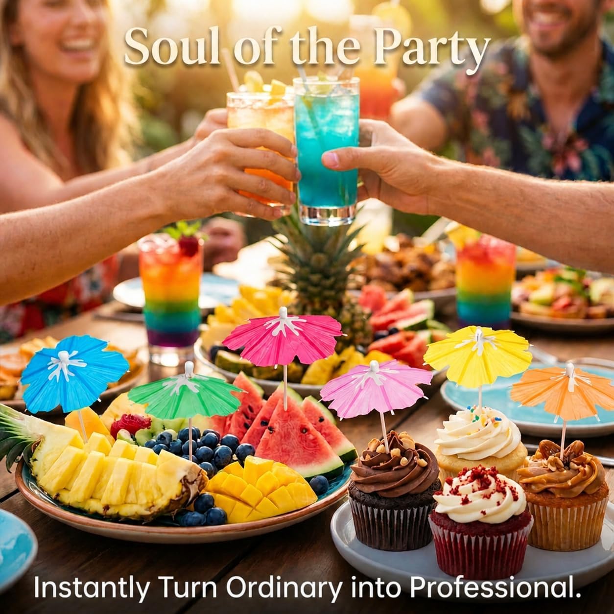 100PCS Drink Umbrellas for Cocktail, Party Mini Paper Flower Umbrella Picks
