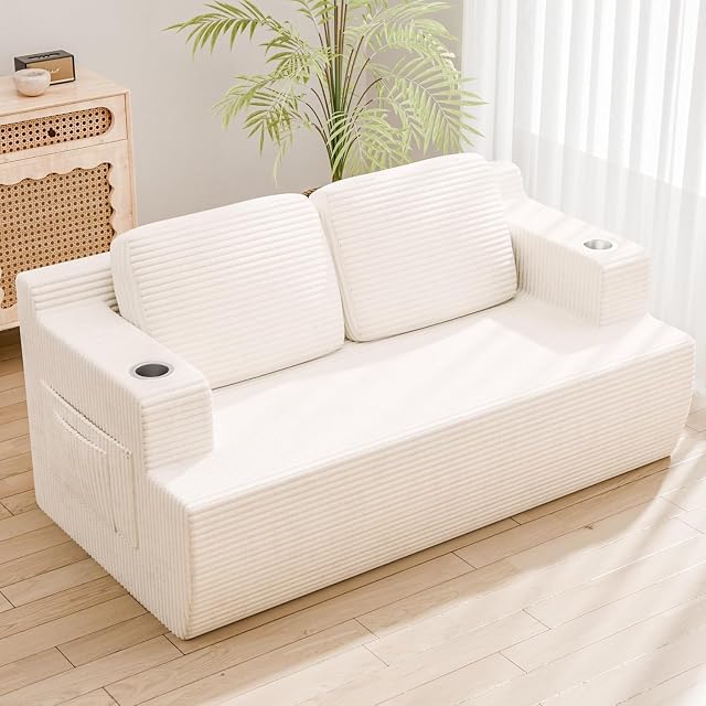 Homall 67 Cloud Couch Sofa 2 Seater Comfy Upholstered Loveseat Floor Sofa with High Density Memory Foam No