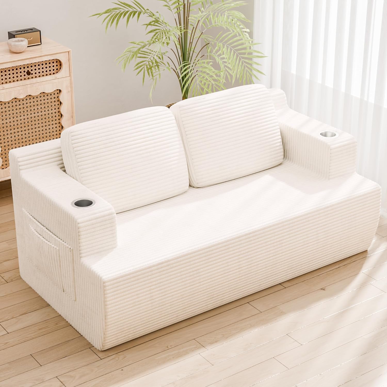 Homall 67 Cloud Couch Sofa 2 Seater Comfy Upholstered Loveseat Floor Sofa with High Density Memory Foam No