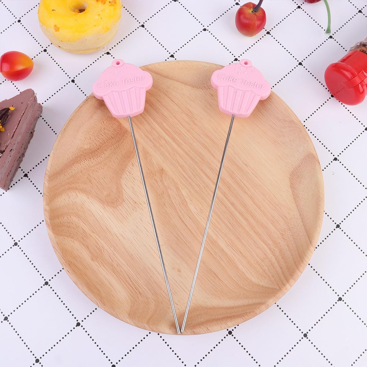 2-pack Stainless Steel 7.87-inch Baking Tester Sticks for Cake Bread Muffin Doneness Easy-Grip Handle for Home Baking Tools and Accessories