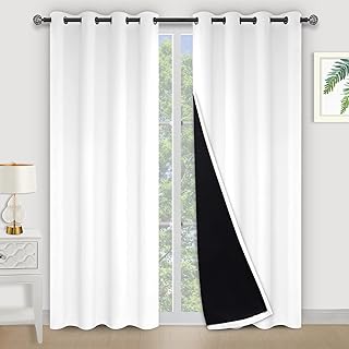 Sponsored Ad - Kinryb Thermal Insulated Curtains 100% Blackout Curtains for Bedroom Double Layer Grommet Drapes with Black...