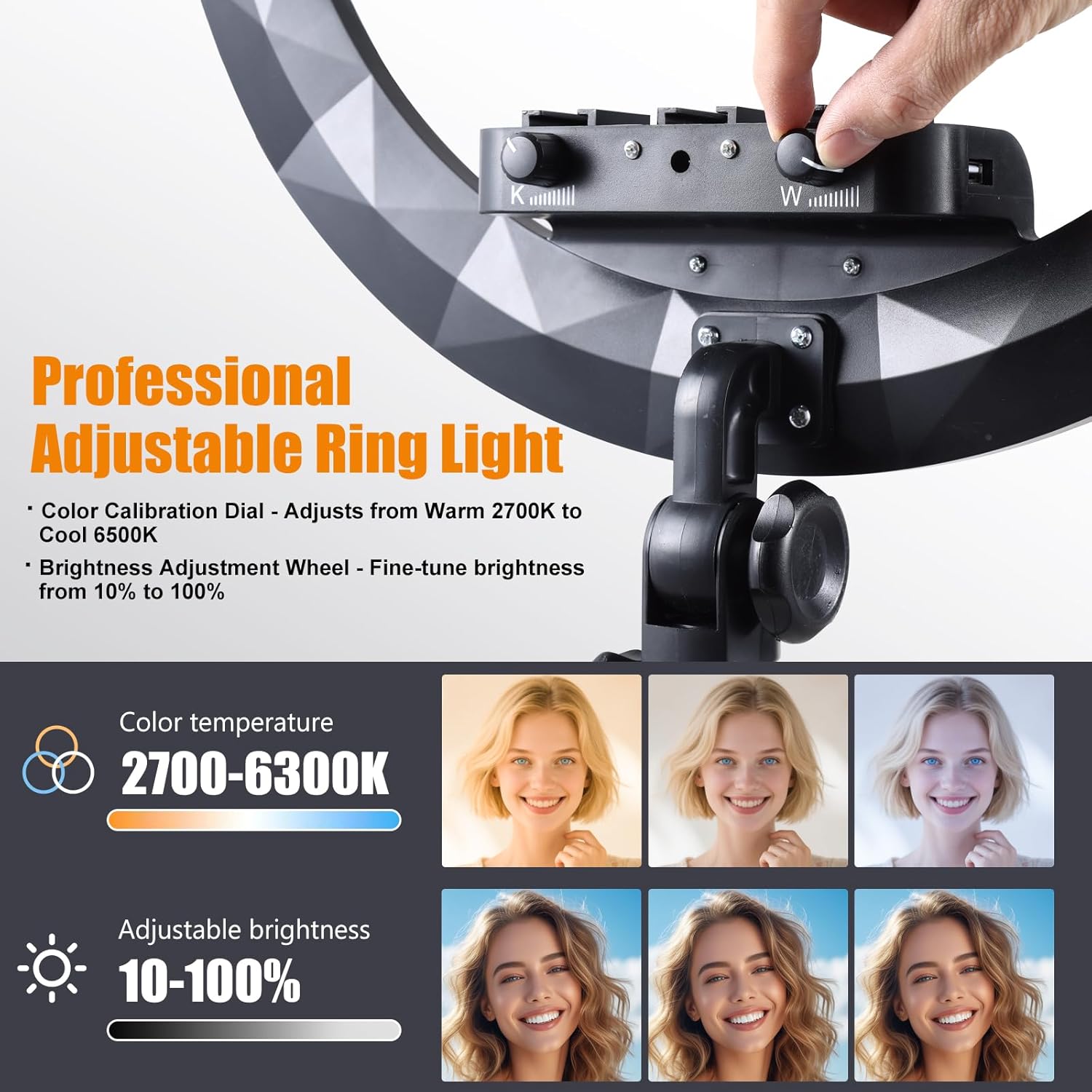 Large Ring Light with Stand, 19" Ring Light with 75" Tripod & Wheels, 6500K Dimmable Ringlight for ipad Phone Holder, Selfie Light for Live Tattoo Makeup Barber Video Recording Photography Lighting